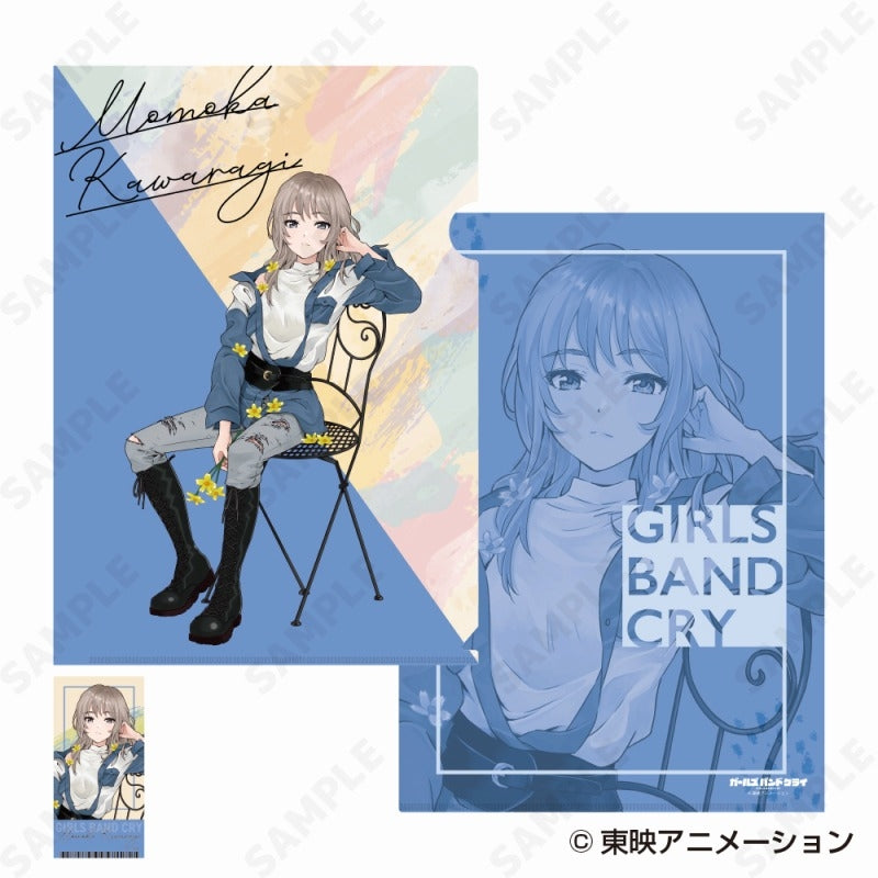 (Goods - Stationery) Girls Band Cry Clear File & Sticker Set 2. Momoka Kawaragi - denim style