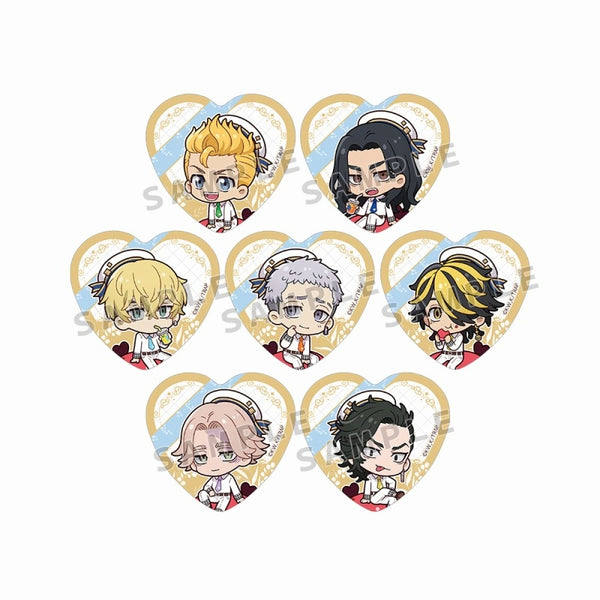 (1BOX=7)(Goods - Badge) Tokyo Revengers Heart-shaped Button Badge (White Outfit A)