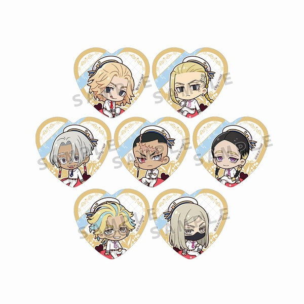 (1BOX=7)(Goods - Badge) Tokyo Revengers Heart-shaped Button Badge (White Outfit B)