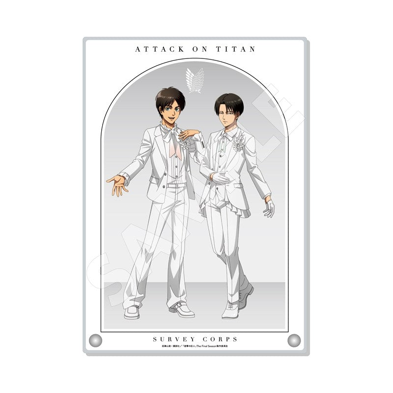 (Goods - Board) Attack on Titan Black & White ver. Acrylic Board/02 Eren & Levi (White) (animate Advance Sales)