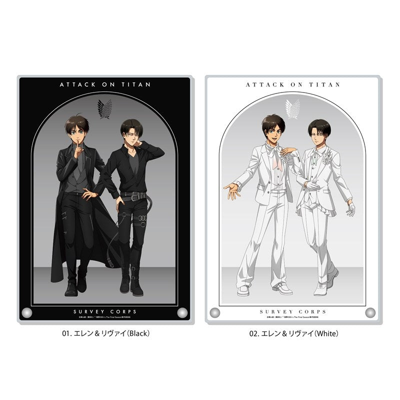 (Goods - Board) Attack on Titan Black & White ver. Acrylic Board/02 Eren & Levi (White) (animate Advance Sales)