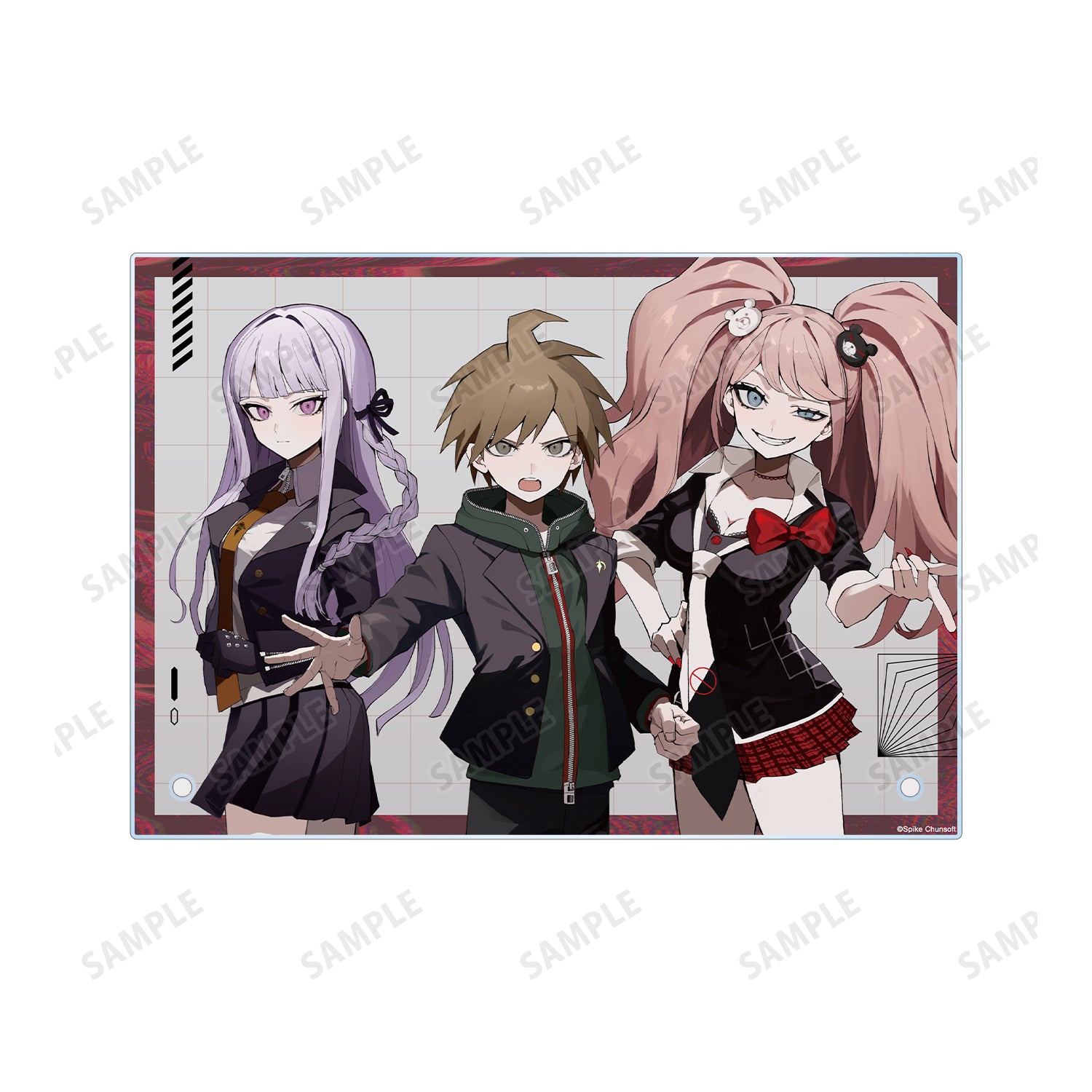 (Goods - Ornament) Danganronpa Series Exclusive Art Makoto Naegi & Kyoko Kirigiri & Junko Enoshima Art by sakusya2 A5 Acrylic Panel