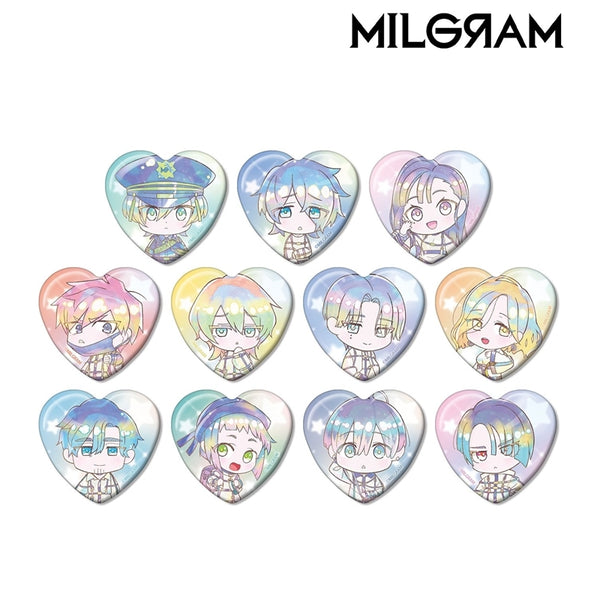 1BOX=11)(Goods - Badge) MILGRAM Trading Chibi Ani-Art KAWAII label He