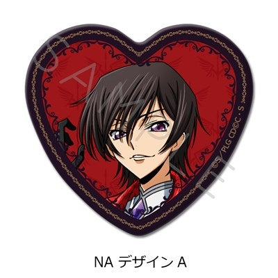 (1BOX=10)(Goods - Badge) CODE GEASS Lelouch of the Rebellion Heart-shaped Button Badge (10 Types Trading) (animate Advance Sales)