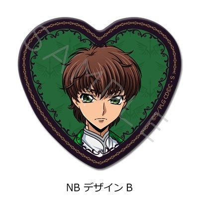 (1BOX=10)(Goods - Badge) CODE GEASS Lelouch of the Rebellion Heart-shaped Button Badge (10 Types Trading) (animate Advance Sales)