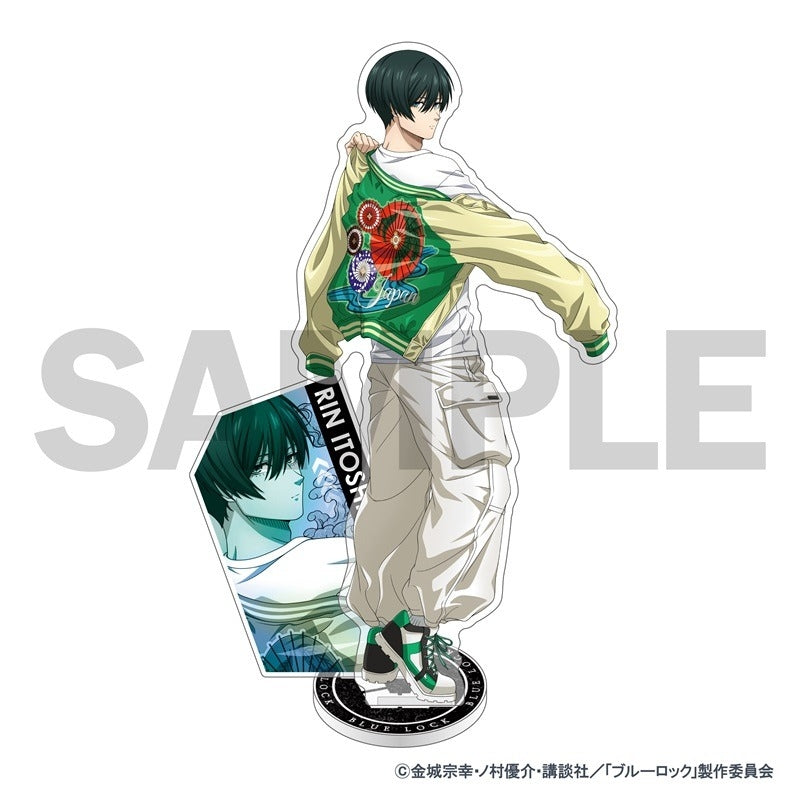 (Goods - Stand Pop) Blue Lock Wearing Sukajan Souvenir Jacket Exclusive Art Acrylic Stand (Rin Itoshi)