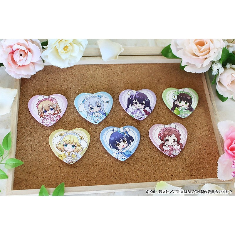 (1BOX=7)(Goods - Badge) Is the Order a Rabbit? BLOOM Puchichoco Trading Heart Button Badge Macaron ver.