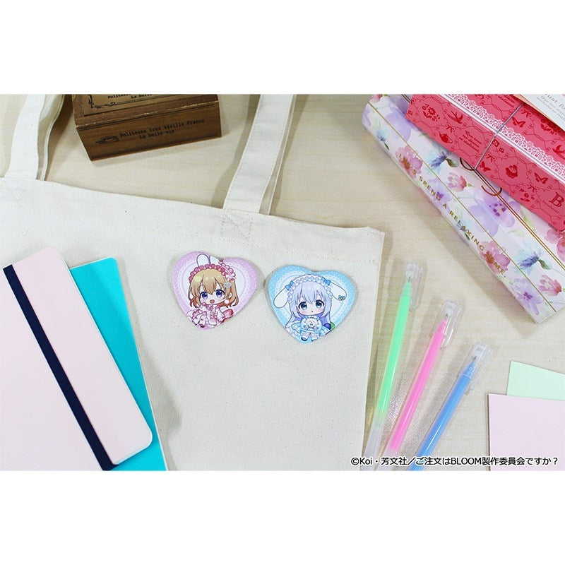 (1BOX=7)(Goods - Badge) Is the Order a Rabbit? BLOOM Puchichoco Trading Heart Button Badge Macaron ver.