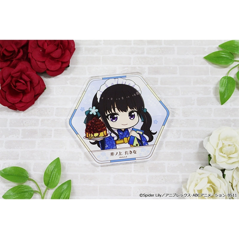 (Goods - Coaster) Lycoris Recoil TV Anime Puchi Choko Acrylic Coaster (Takina Inoue) Kimono Maid ver.