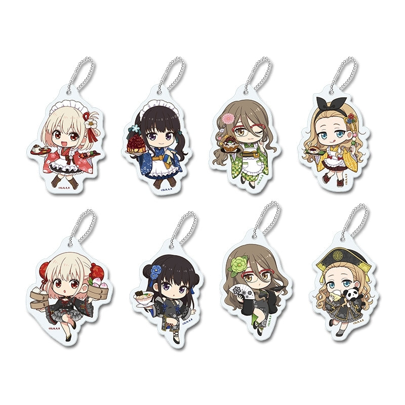 (1BOX=8)(Goods - Keychain) Lycoris Recoil TV Anime Puchi Choko Trading Acrylic Keychain Kimono Maid ver. & Chinese ver.