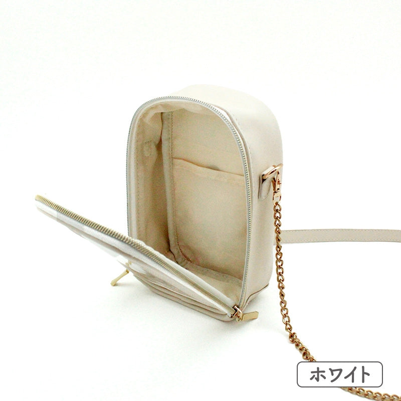 (Goods - Bag) Non-Character Plush Shoulder Bag Oval White