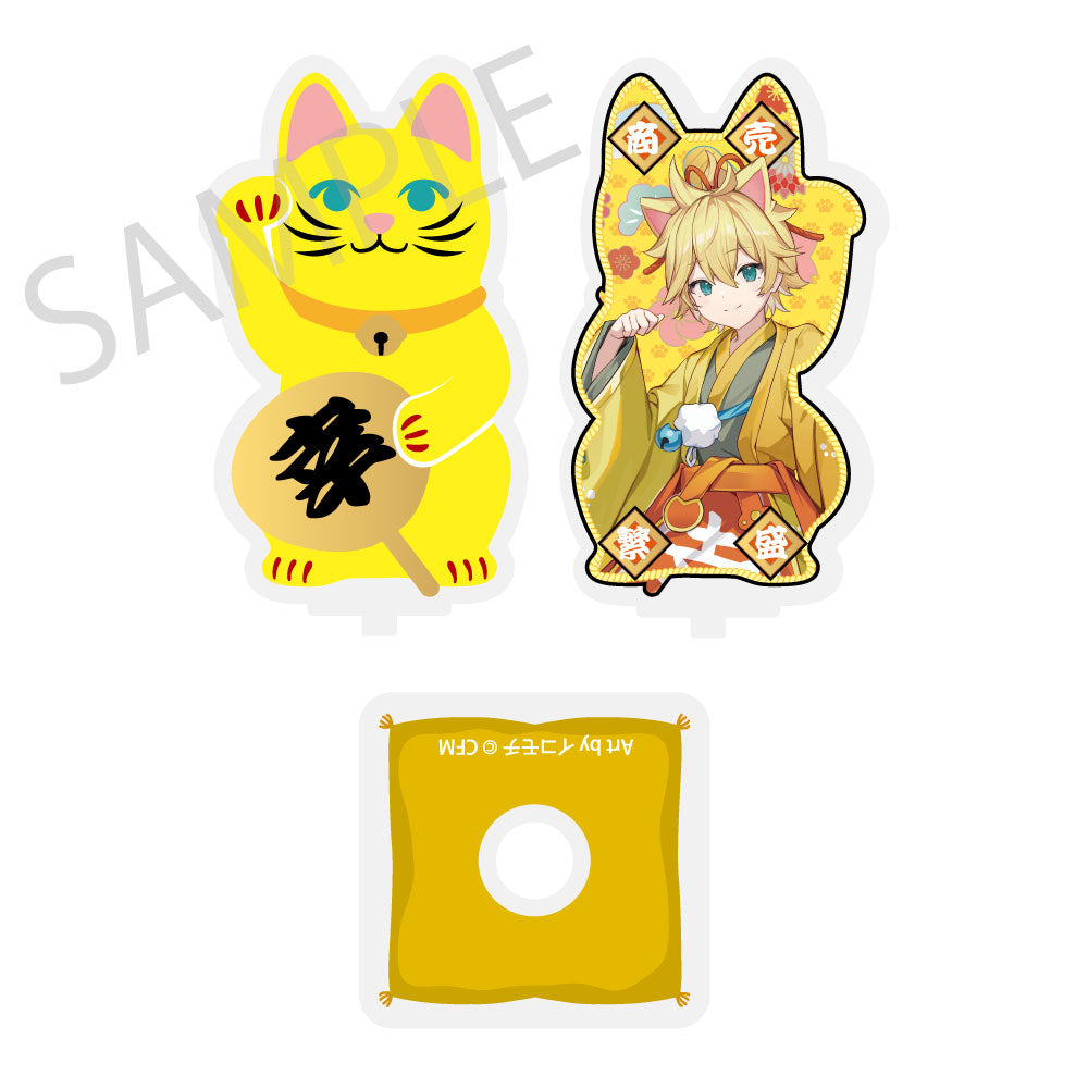 (Goods - Acrylic Stand) Hatsune Miku x Lucky Cat x Midsummer Kumagaya Spinning Die-cut Acrylic Stand Kagamine Len Art by Icomochi