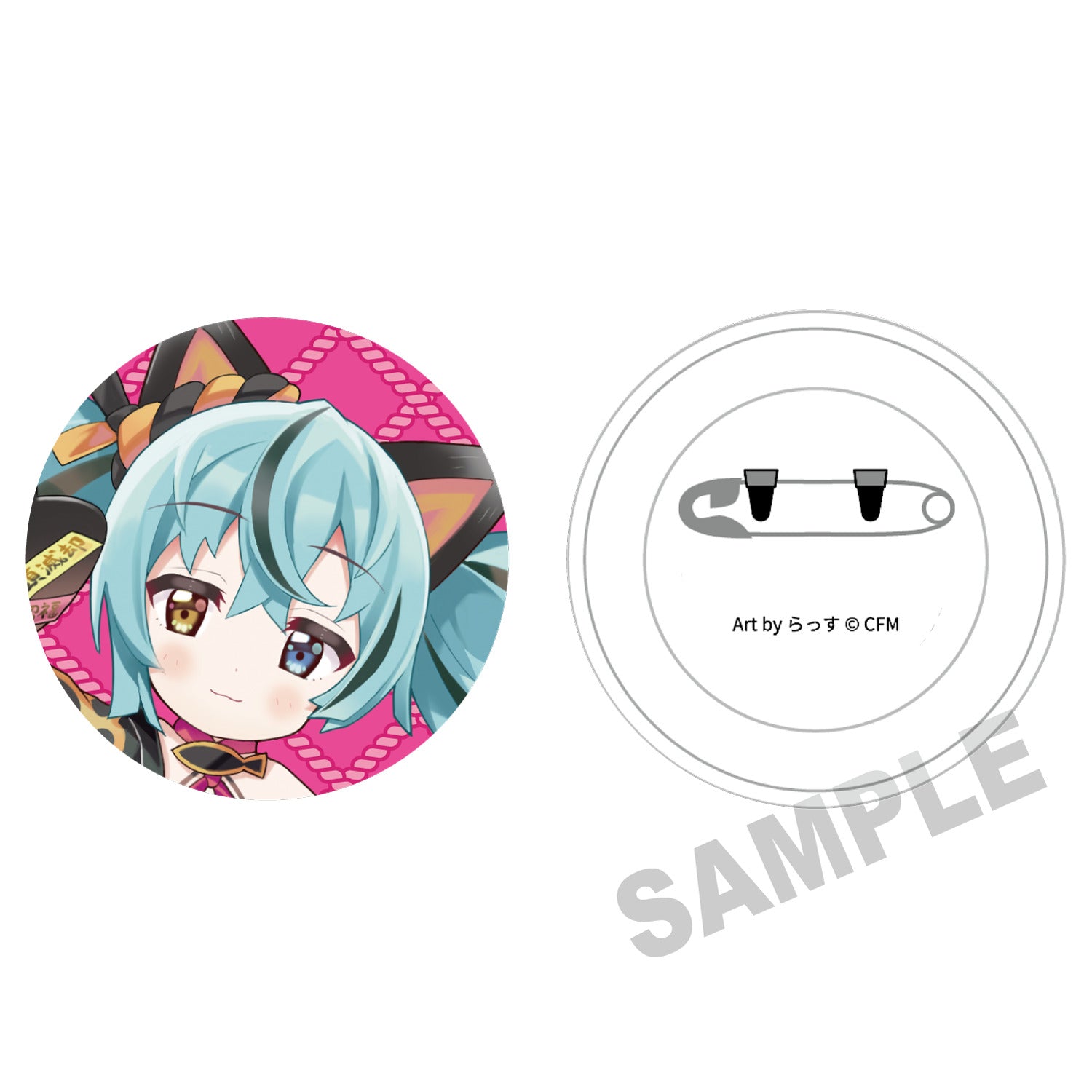 (Goods - Badge) Hatsune Miku x Lucky Cat Fluffy Touch Tin Badges Hatsune Miku Black Cat A Art by Rassu