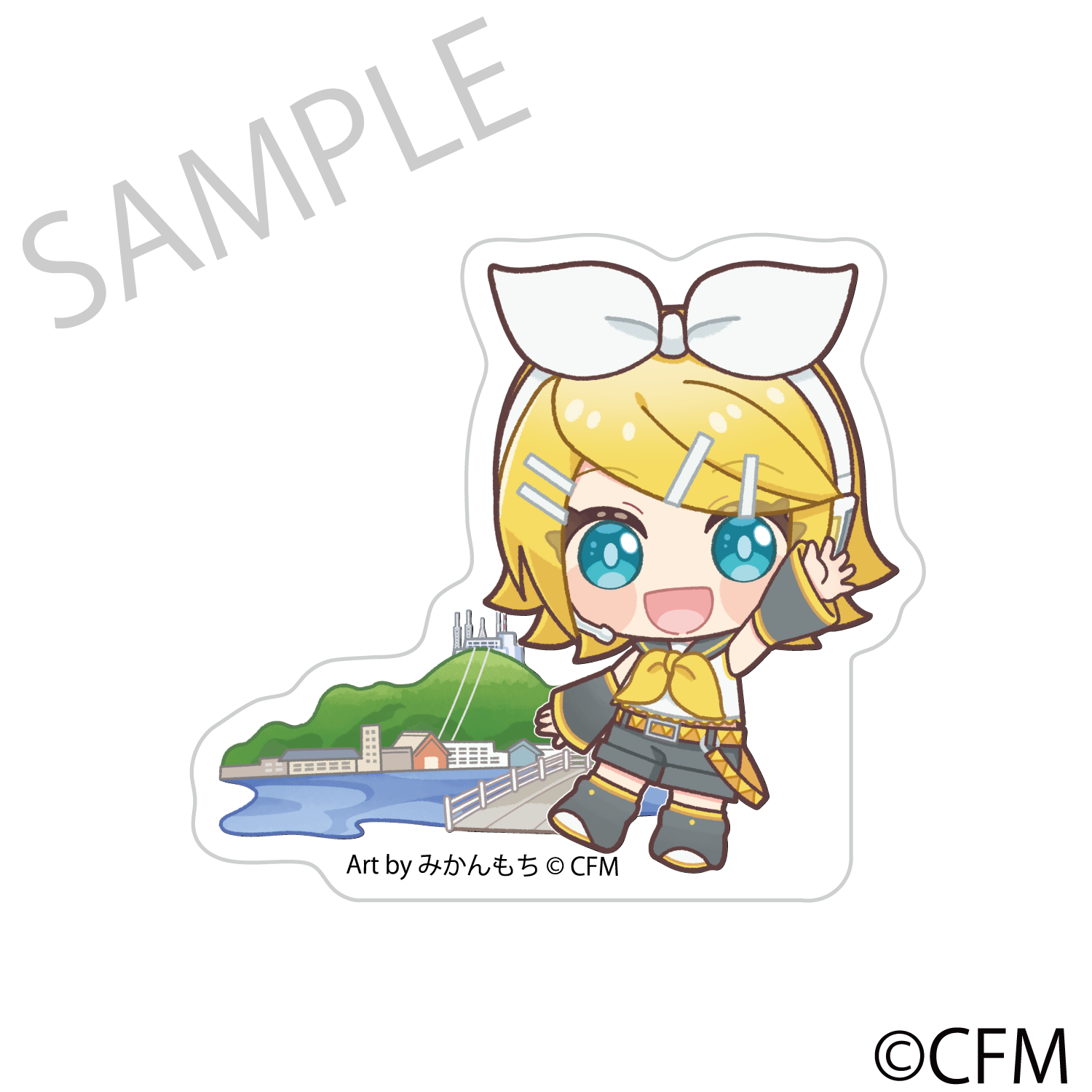 (Goods - Acrylic Stand) Sakura Miku × Hirohako Ultra-Thick Acrylic Chibi Characters Hakodate 2025 Kagamine Rin - Art by Mikanmochi