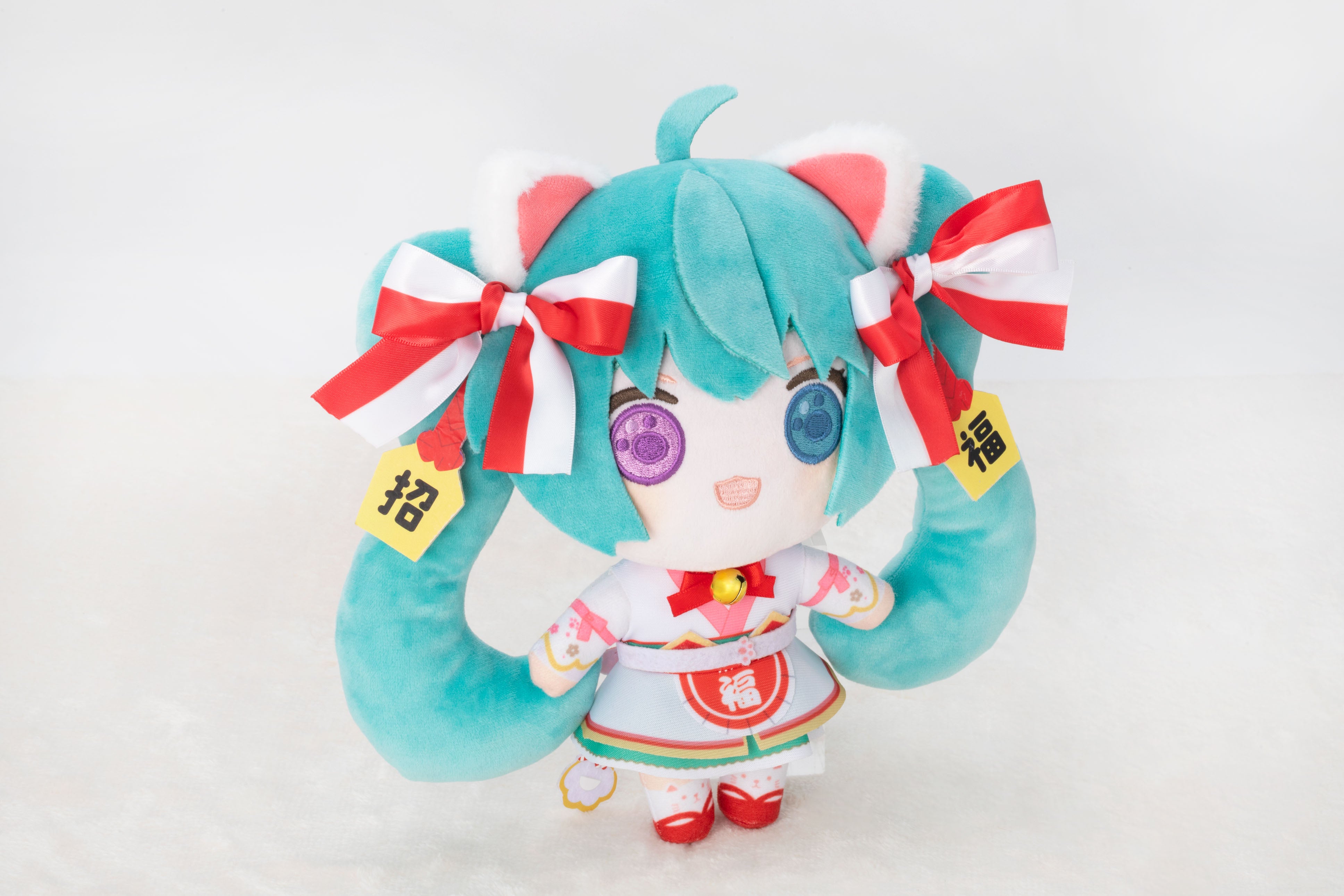 (Goods - Plush) Hatsune Miku x Lucky Cat Hatsune Miku White Cat Plush Standard Art by Rassu