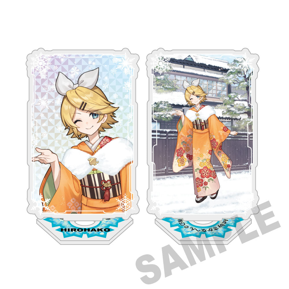 (Goods - Acrylic Stand) Snow Miku x Hirohako Pirouette Acrylic Stand Hakodate Kagamine Rin - Art by Sakanahen