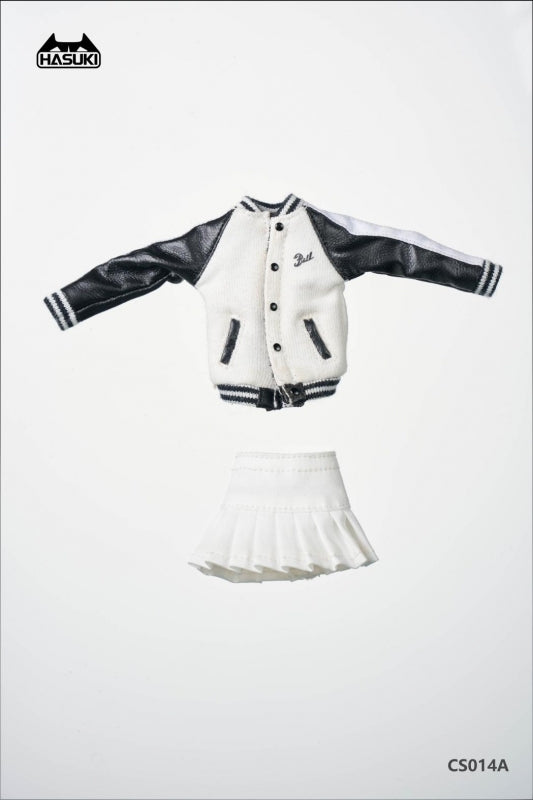 (Figure - Accessory) CS-014A 1/12 Scale Articulated Figure Stadium Jumper & Mini Skirt Set (White)