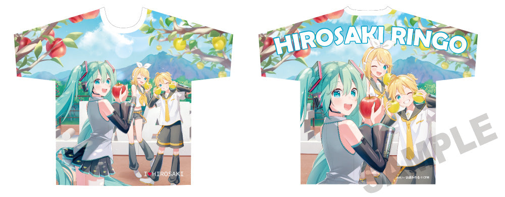 (Goods - Shirt) Hatsune Miku × Hirosaki Apple Full Graphic T-shirt 2 - Art by Asagao Minoru
