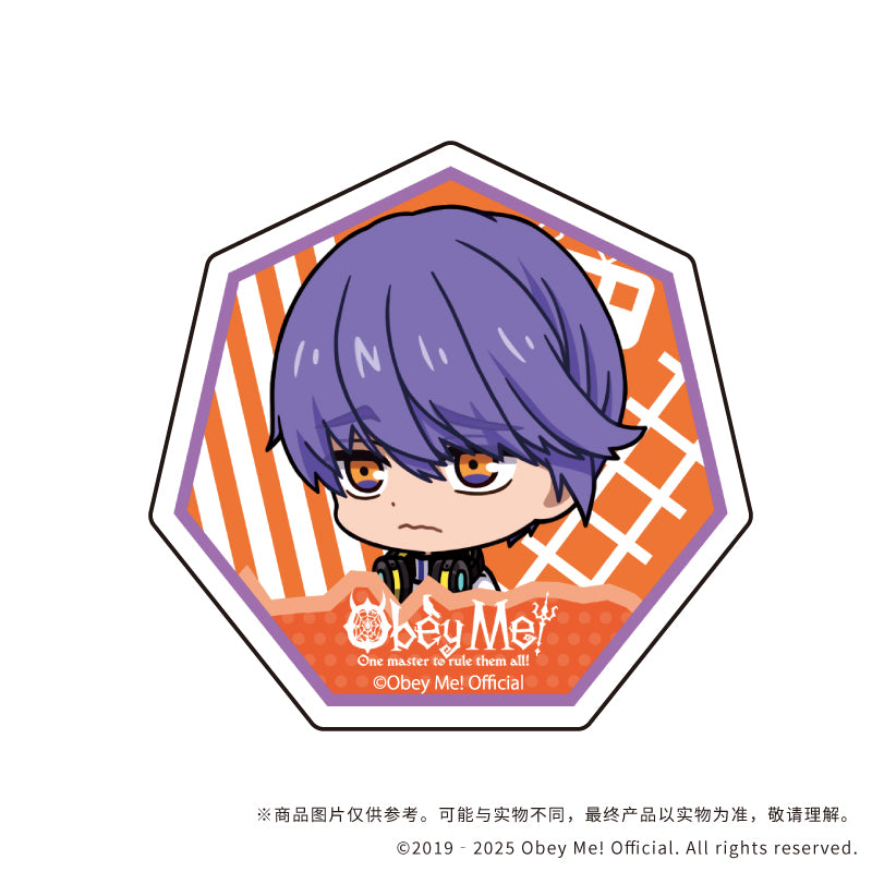(1BOX=7)(Goods - Badge) Character Acrylic Badge Obey Me! 01 / Playing Trains ver. Complete BOX (7 Types Total)(Chibi Art)