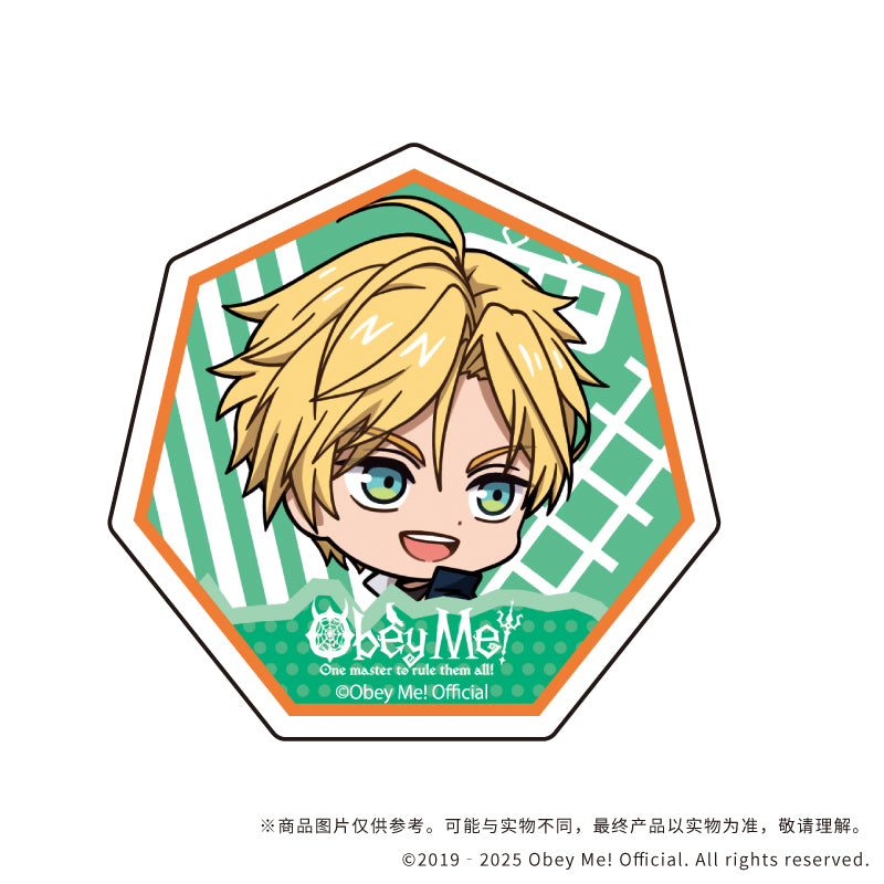(1BOX=7)(Goods - Badge) Character Acrylic Badge Obey Me! 01 / Playing Trains ver. Complete BOX (7 Types Total)(Chibi Art)