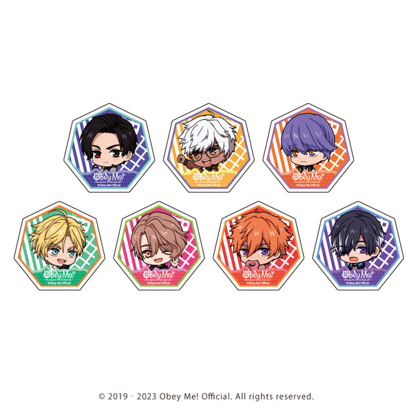 (1BOX=7)(Goods - Badge) Character Acrylic Badge Obey Me! 01 / Playing Trains ver. Complete BOX (7 Types Total)(Chibi Art)