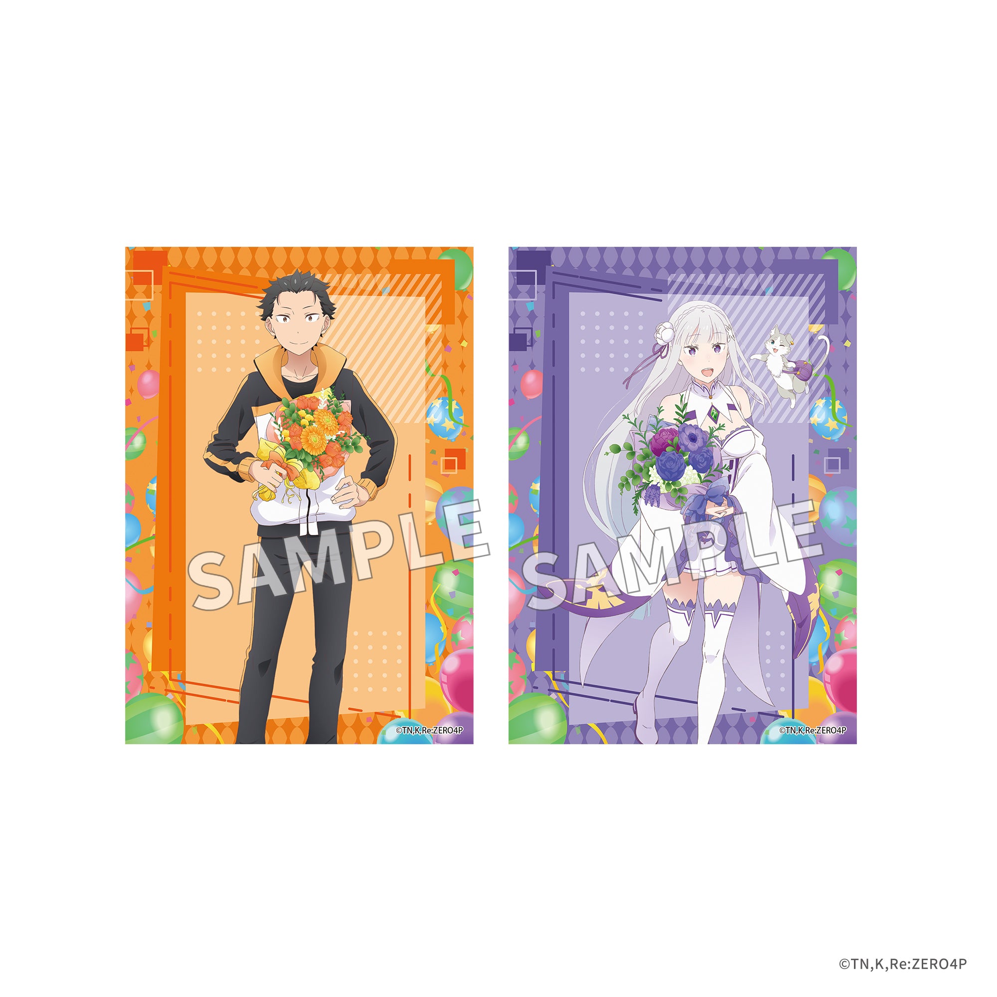 (Goods - Card) Re:ZERO -Starting Life in Another World- Photo Card Set Flower ＆ Balloon ver. - Subaru & Emilia