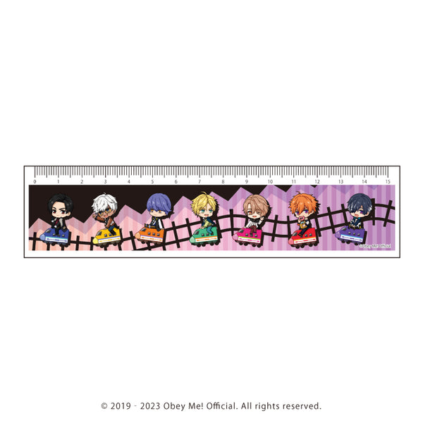 (Goods - Ruler) Ruler 15cm Obey Me! 01 / Row Design Playing Trains ver. (Chibi Art)