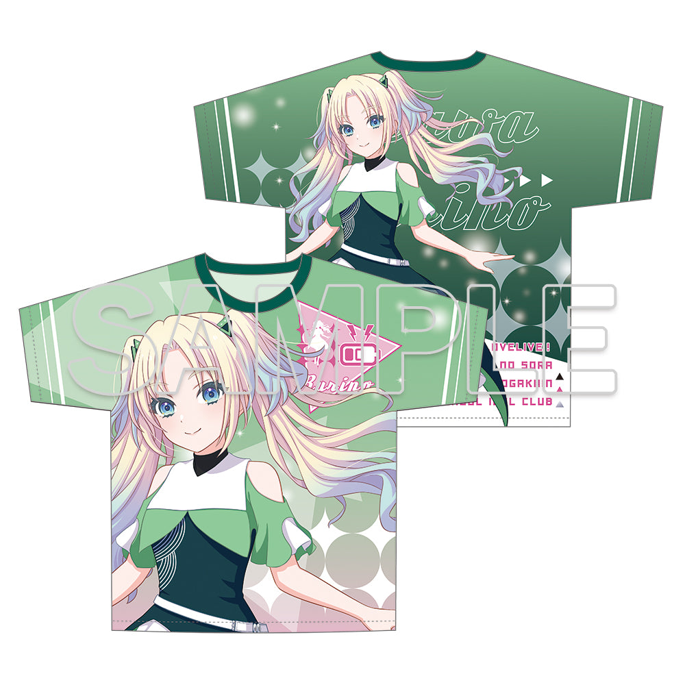 (Goods - Shirt) Love Live! Hasunosora Jogakuin School Idol Club Full Graphic T-shirt Ver. Emerald Dance - Rurino Osawa