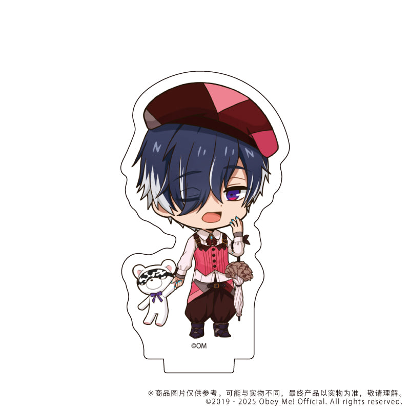 (1BOX=7)(Goods - Stand Pop) Obey Me! Acrylic Acrylic Petit Stand 08 - Valentine Ver. (Chibi Art)