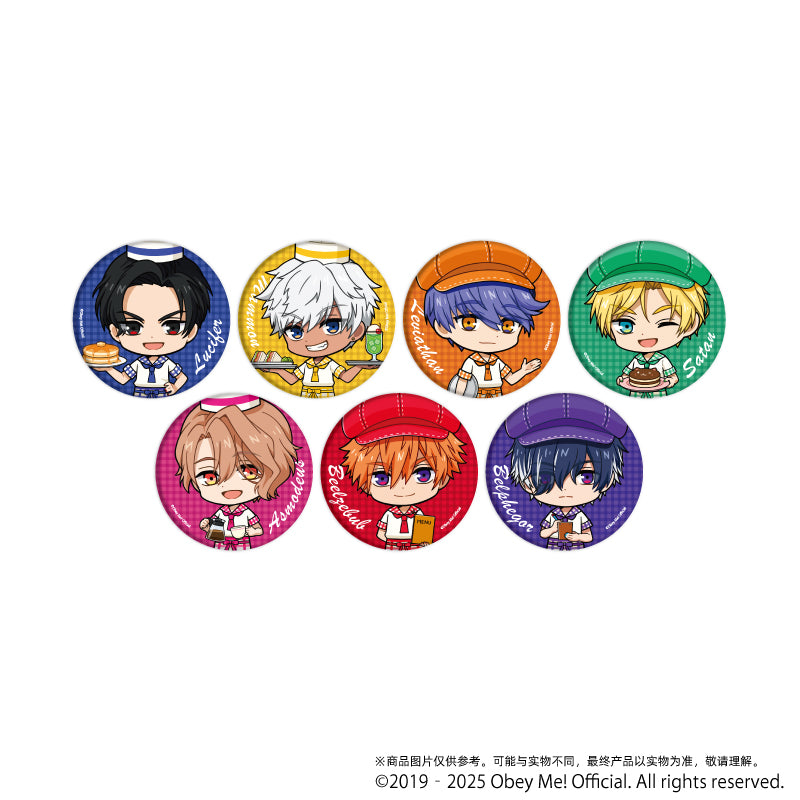 (1BOX=7)(Goods - Badge) Button Badge Obey Me! 08 / Cafe ver. Complete BOX (7 Types Total)(Chibi Art)