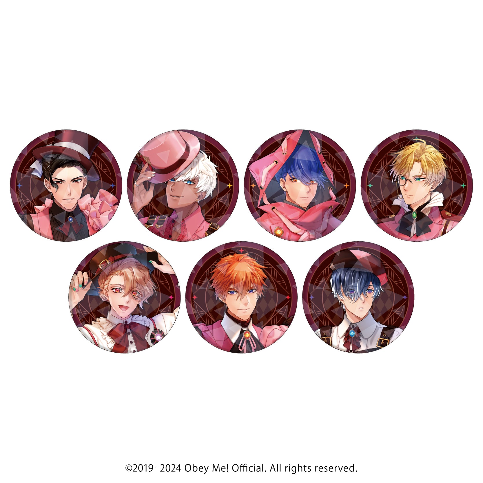 (1BOX=7)(Goods - Badge) Obey Me! Holographic Button Badge (65mm) 11 - Valentine Ver. (feat. Exclusive Art)