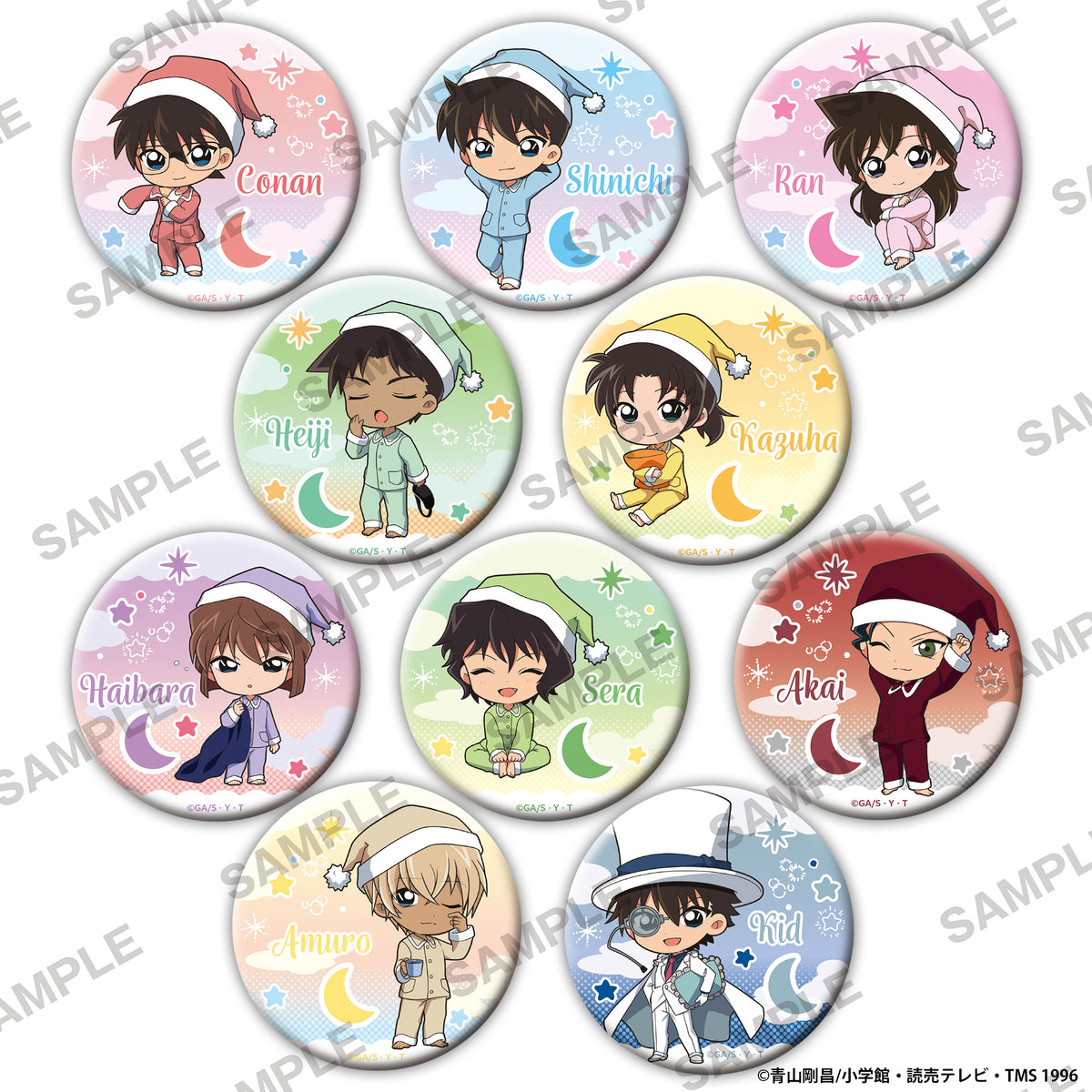 (1BOX=10)(Goods - Badge)  Detective Conan Niitengo Tin Badge Collection - Pajama Ver. PACK