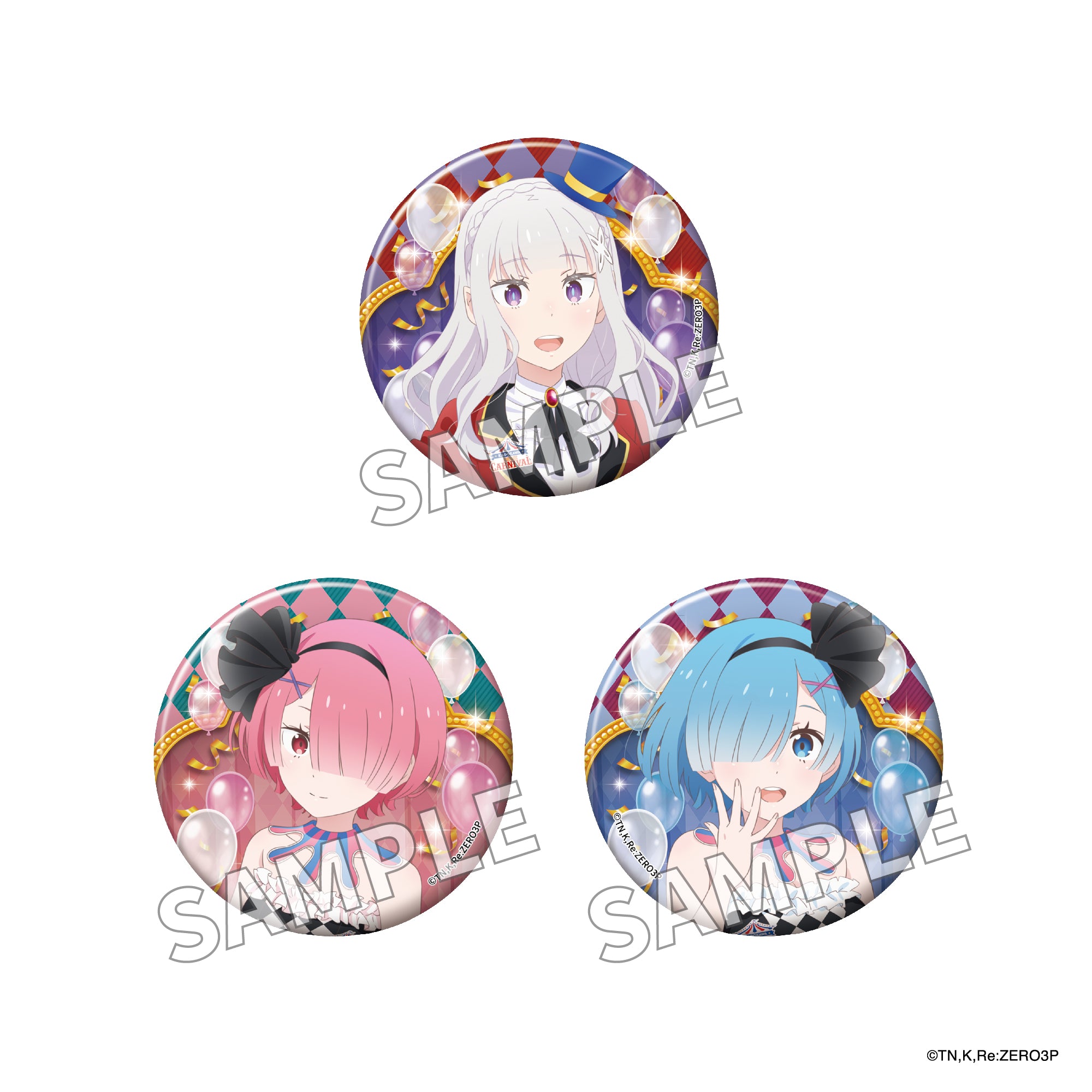 (Goods - Badge) Re:Zero − Starting Life in Another World Tin Badge Set CARNIVAL ver.