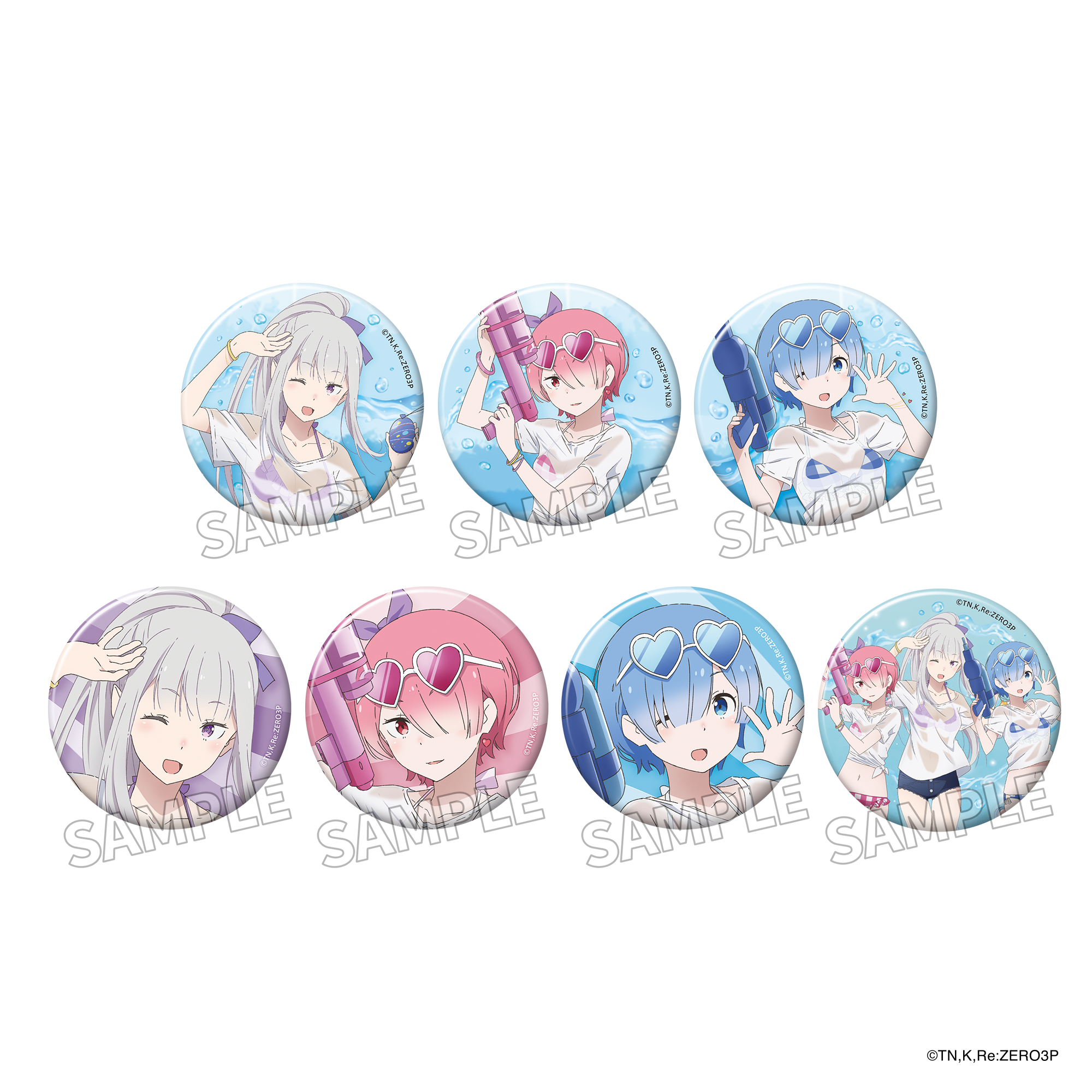 (1BOX=7)(Goods - Badge) Re:ZERO - Starting Life in Another World Tradable Tin Badge - Water-side Fun Ver. PACK