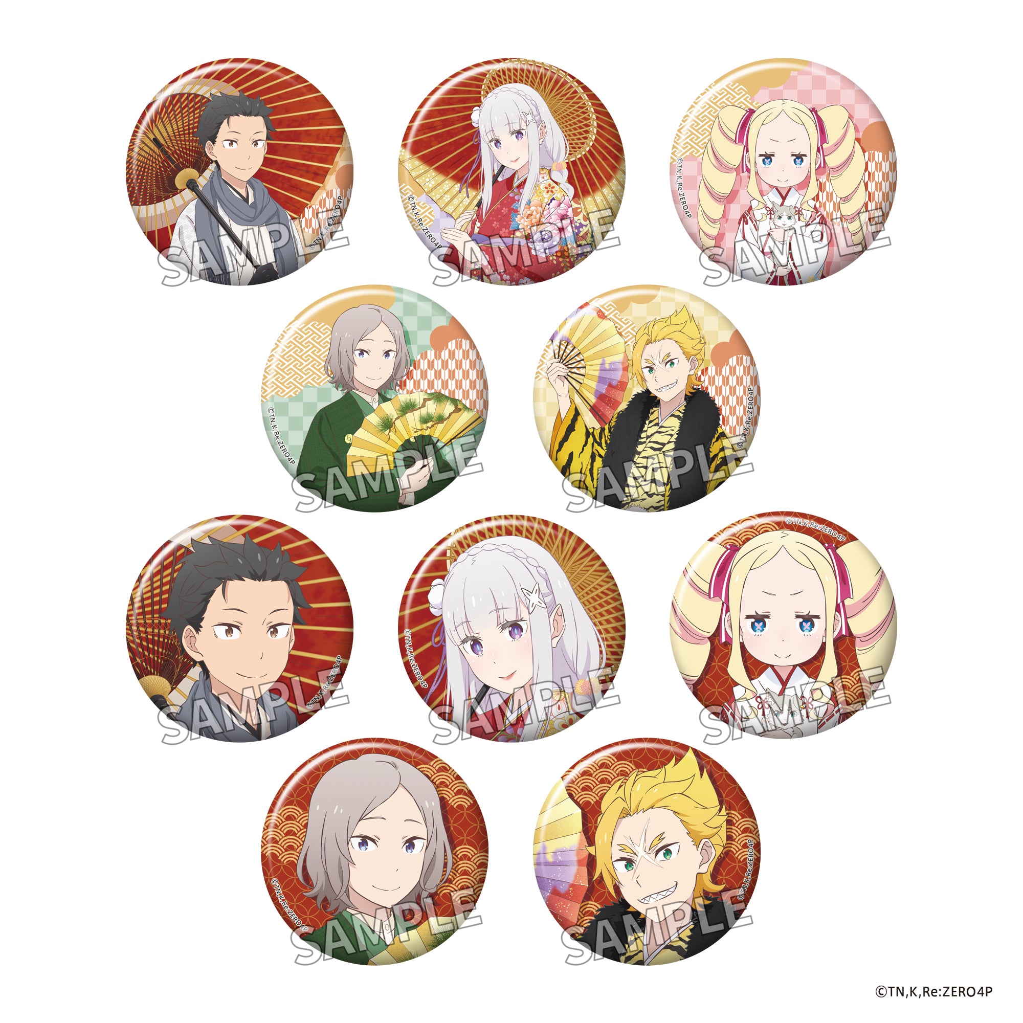 (1BOX=10)(Goods - Badge) "Re:ZERO -Starting Life in Another World-" Tradable Glimmering Tin Badge New Year Ver. PACK