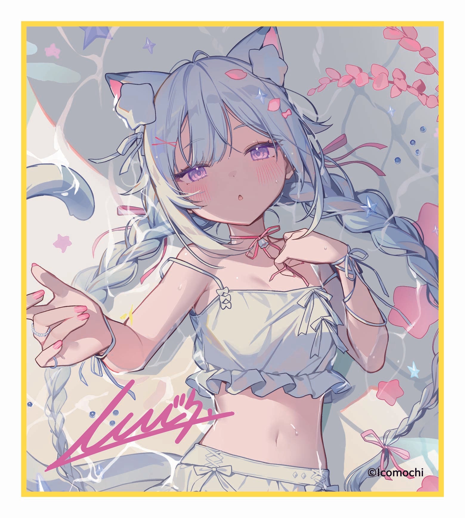 (1BOX=5)(Goods -Art Board) Super Clingy Cat-Eared Twin Trouble♡ASMR - MishiKuro Trading Mini Art Board w/ Printed Autograph [Icomochi Pop Up Merch at animate]