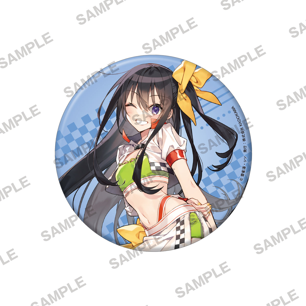 (Goods - Badge) Tenkousaki no Seiso-Karen na Bishoujo ga Mukashi Danshi da to Omotte Issho ni Asonda Osananajimi Datta Ken Big Holographic Tin Badge - Haruki Nikaidou - Race Queen Ver.