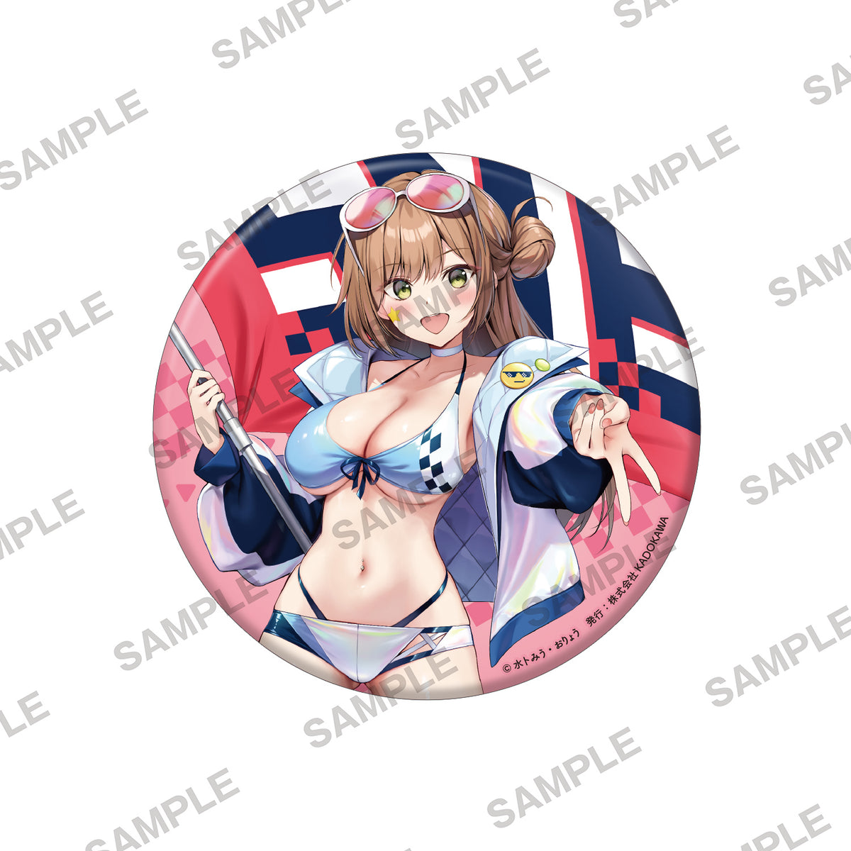 (Goods - Badge) Junjou Gyaru wa Kanojo ja Nai noni Big Holographic Tin Badge - Riria Sotogahama - Race Queen Ver.