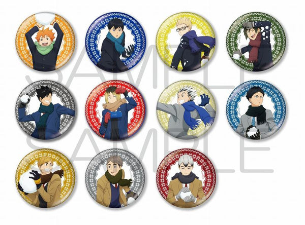 (1BOX=11)(Goods - Badge) Haikyu! Large Sparkly Tin Badge Collection Playing in the Snow Ver. (Total of 11 Types) Pack