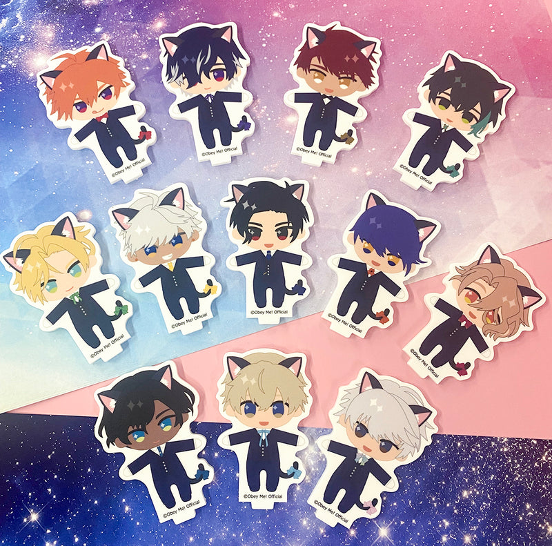 (1BOX=12)(Goods - Stand Pop) Obey Me! Black Cat Butler Cafe Reversible Acrylic Stand COMPLETE BOX